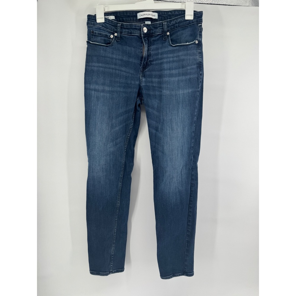 Calvin Klein Jeans Mens 34x34 Slim Fit Dark Wash Blue Denim Stretch Pants